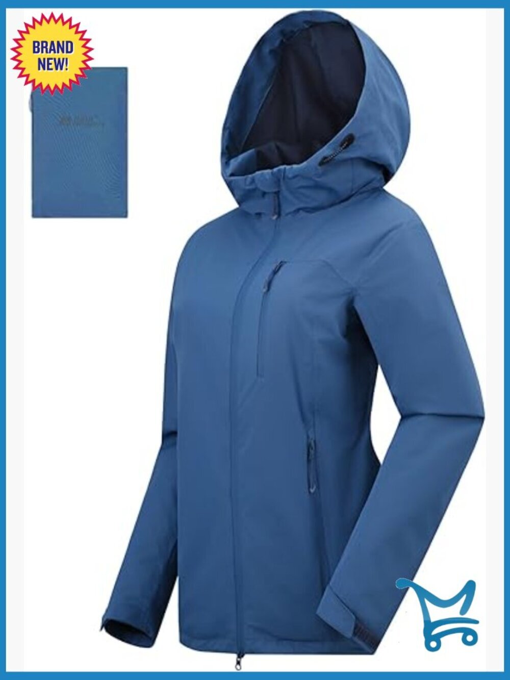 Packable Waterproof Rain Jacket with Hood Lightweight Windbreaker Hiking